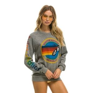 Aviator Nation Gray Sweatshirt with Rainbow Logo